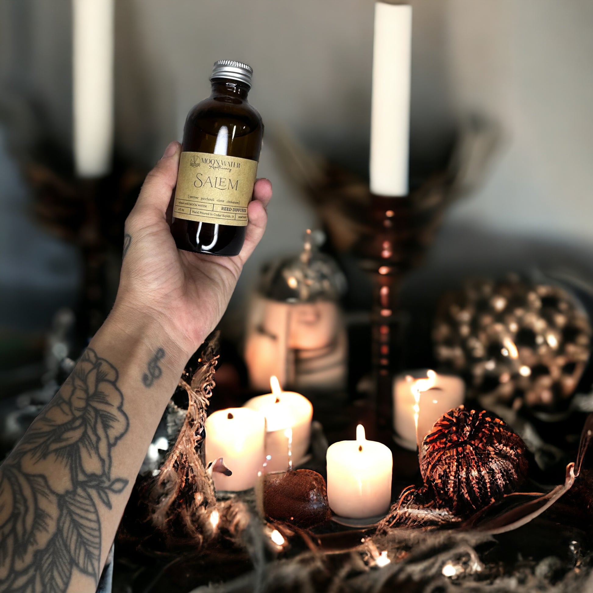 SALEM - REED DIFFUSER, REED DIFFUSER -- Vetiver, Clove, Patchouli & Cinnamon -- by Moon Water Apothecary! –