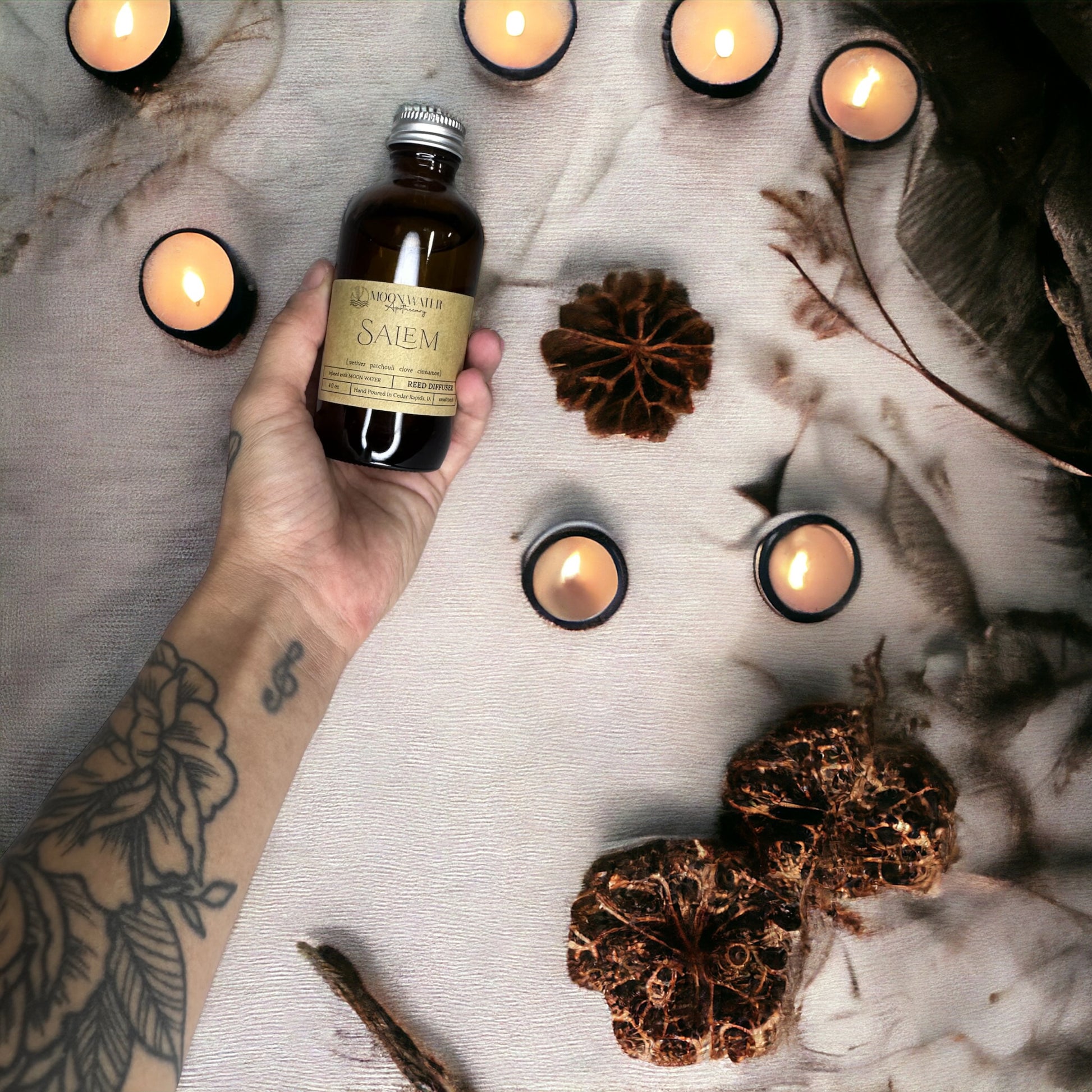 SALEM - REED DIFFUSER, REED DIFFUSER -- Vetiver, Clove, Patchouli & Cinnamon -- by Moon Water Apothecary! –