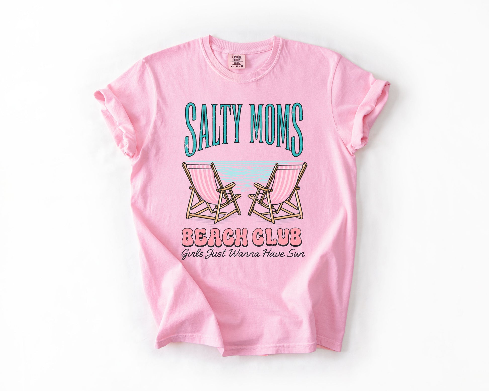 Salty Moms Beach Club, Summer, Beach, Sea Life, Outdoor, Travel, Western, Country, Comfort Colors T-Shirt – Blossom Light Pink T-Shirt