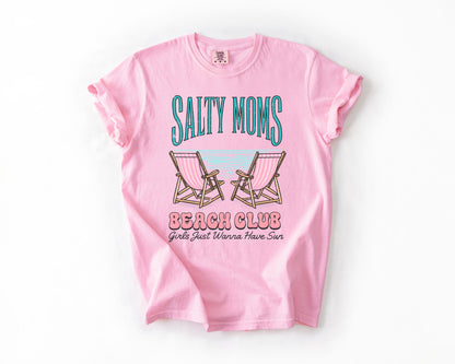 Salty Moms Beach Club, Summer, Beach, Sea Life, Outdoor, Travel, Western, Country, Comfort Colors T-Shirt – Blossom Light Pink T-Shirt