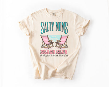 Salty Moms Beach Club, Summer, Beach, Sea Life, Outdoor, Travel, Western, Country, Comfort Colors T-Shirt – Ivory Cream T-Shirt