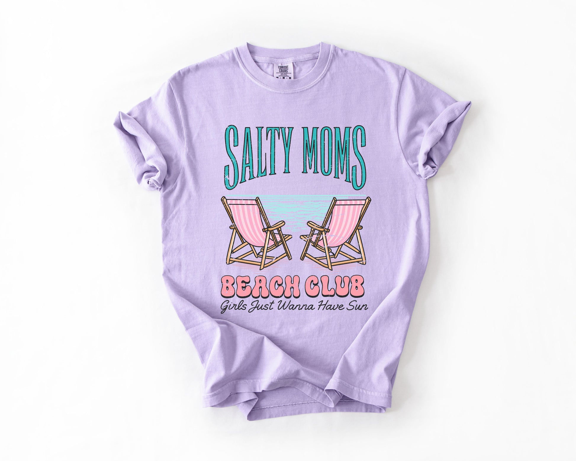 Salty Moms Beach Club, Summer, Beach, Sea Life, Outdoor, Travel, Western, Country, Comfort Colors T-Shirt – Orchid T-Shirt