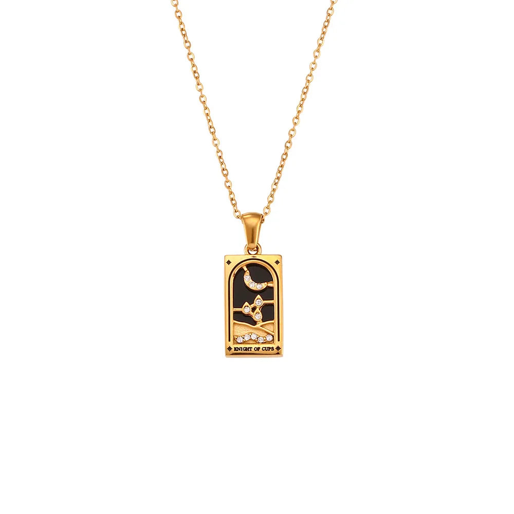 Gold Tarot Card Necklaces – Knight of Cups necklace