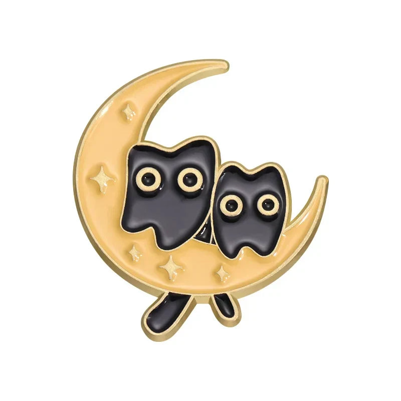 Funny Cat Moon Pins