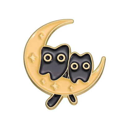 Funny Cat Moon Pins