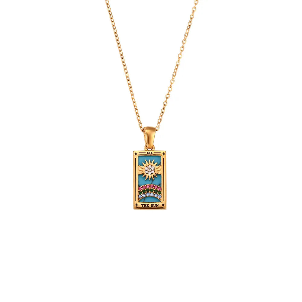 Gold Tarot Card Necklaces – The Sun necklace