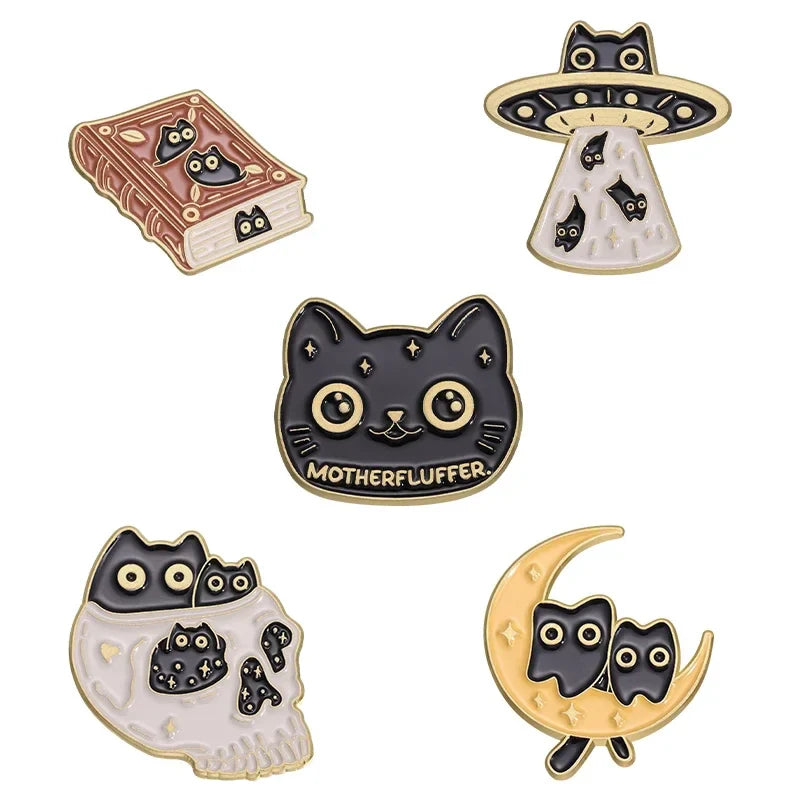 Funny Cat Moon Pins