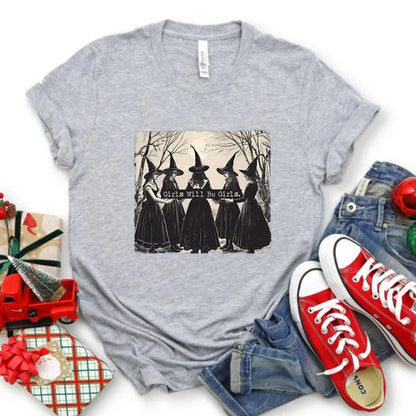 Girls Will Be Girls Witch T-Shirt – Gray T-Shirt