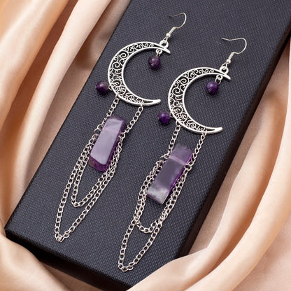 Amethyst Crescent Moon Earrings