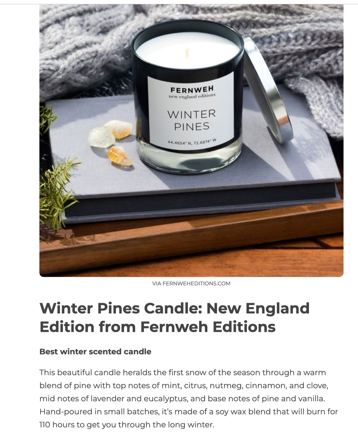 Roaring Fireplace Scented Soy Candle – New England
