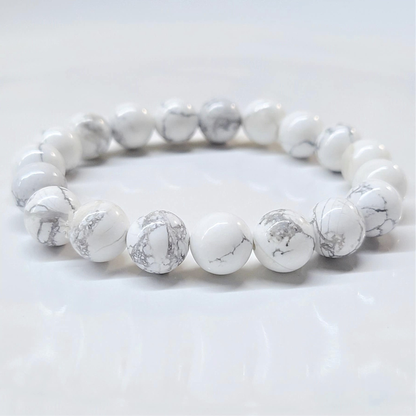 Howlite Round Bead Bracelet - Anger Eater