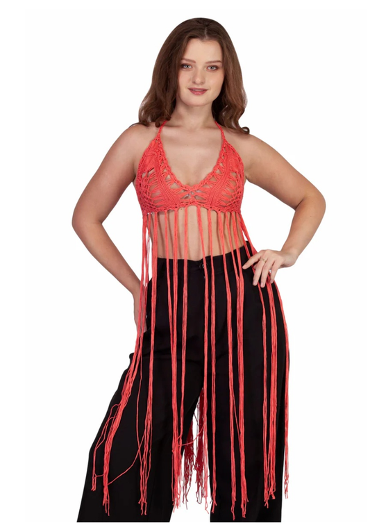 Crotchet Bikini Top with Long Fringe – Coral Apparel