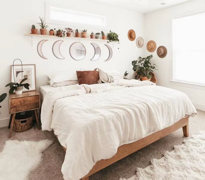 Wood Moon Phase Wall Mirrors