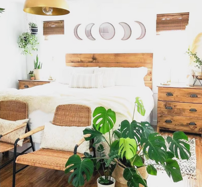 Wood Moon Phase Wall Mirrors