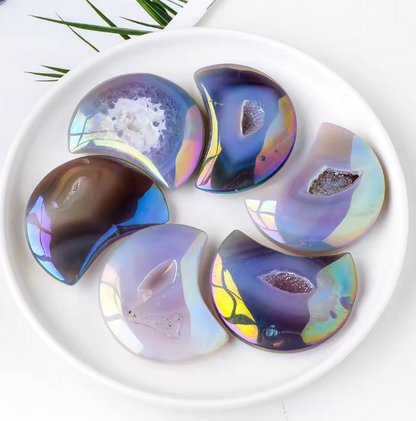 Rainbow Agate Druzy Moon – Moon 4-7cm Crystals