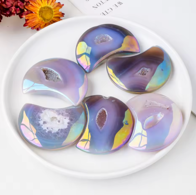 Rainbow Agate Druzy Moon – Crystals