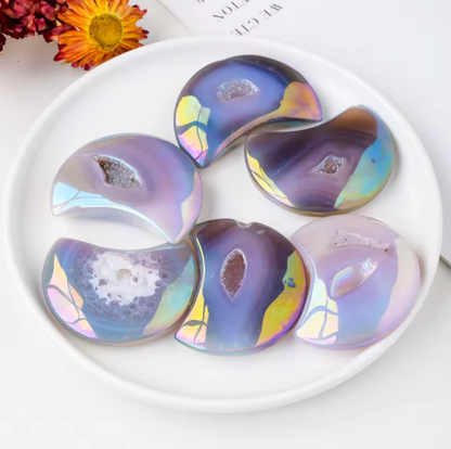 Rainbow Agate Druzy Moon – Crystals