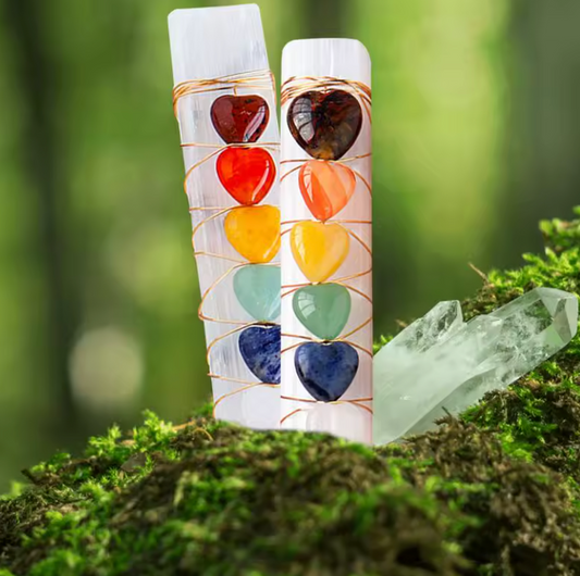 Chakra Heart Selenite Wand