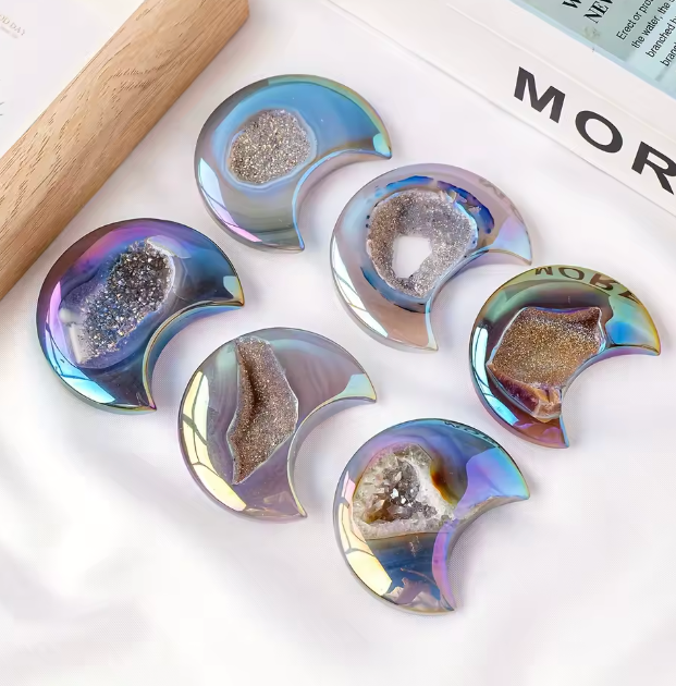 Rainbow Agate Druzy Moon – Crystals