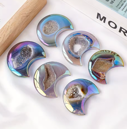 Rainbow Agate Druzy Moon – Crystals