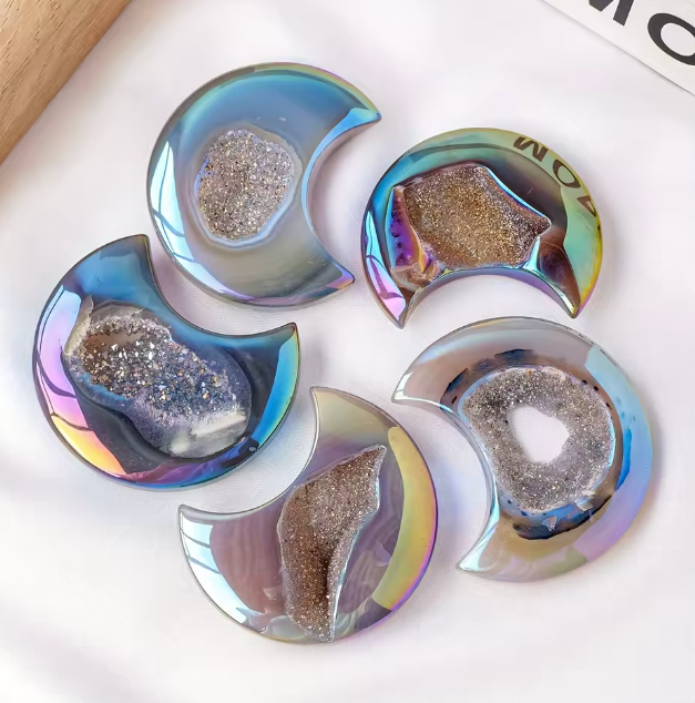 Rainbow Agate Druzy Moon – Crystals