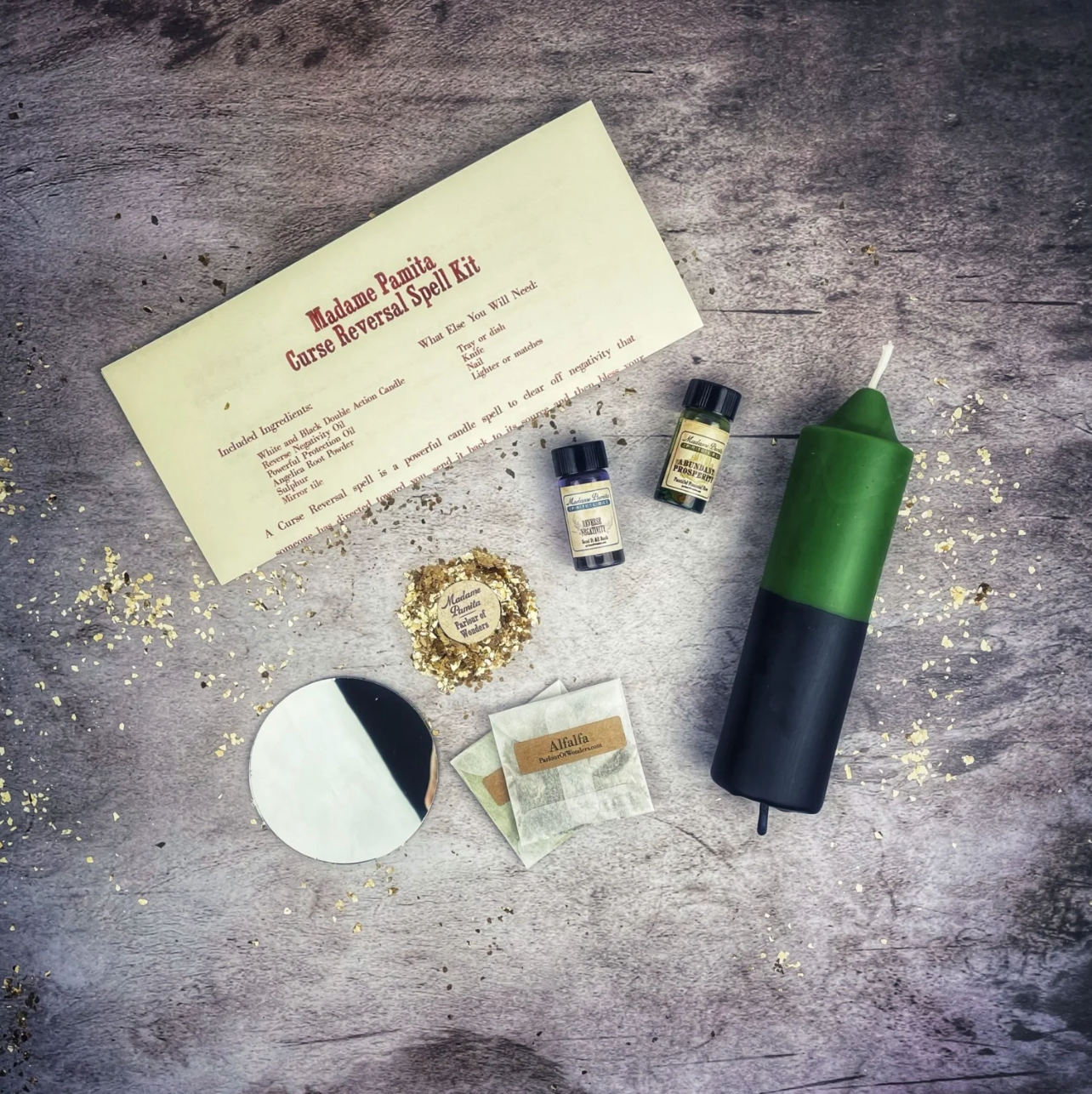 Curse Reversal Candle Spell Kit – Ritual Set for Protection & Clearing – Green (Prosperity)