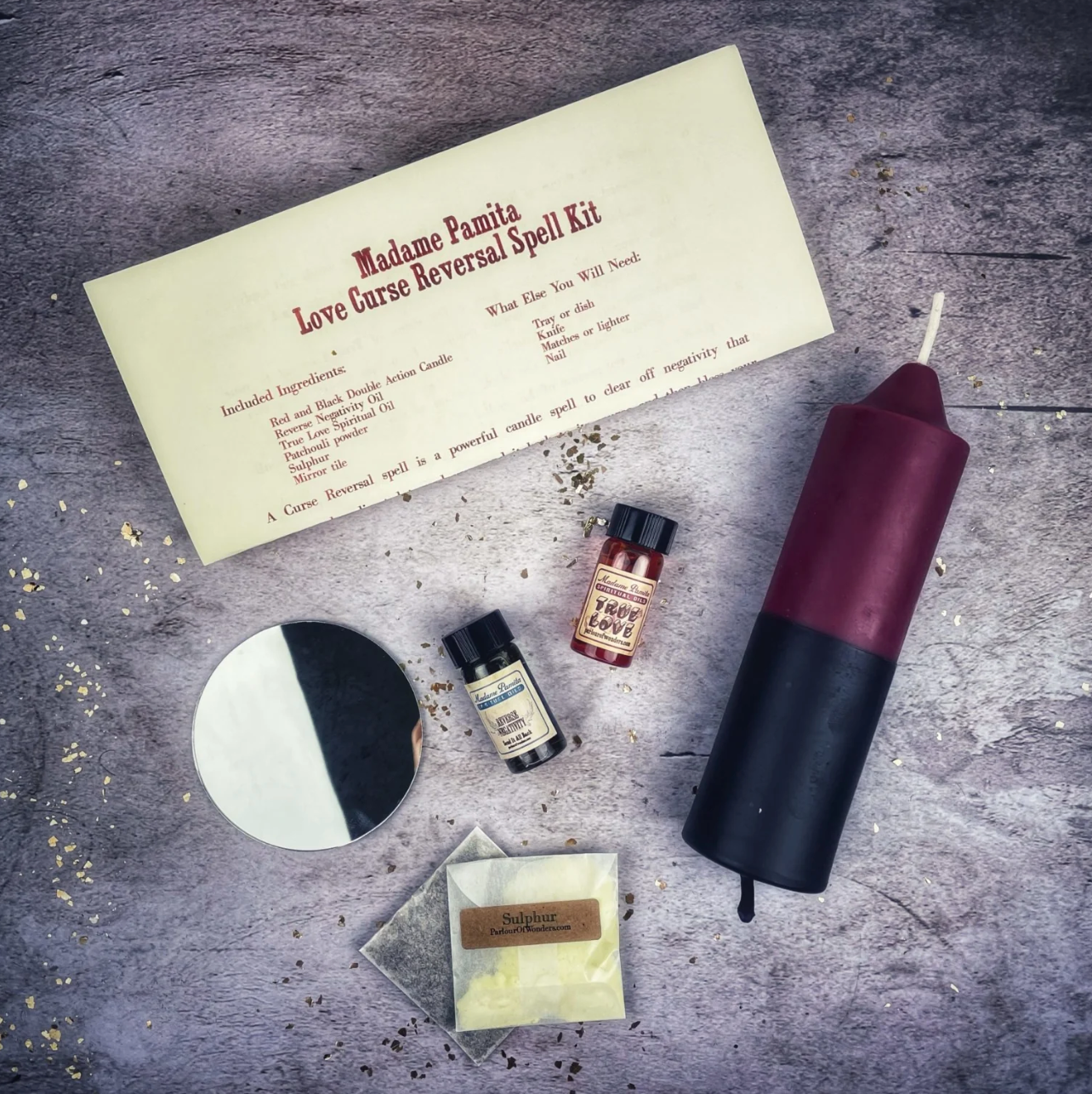 Curse Reversal Candle Spell Kit – Ritual Set for Protection & Clearing – Red (Passion)
