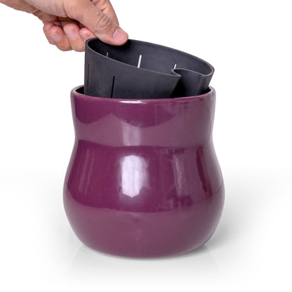 Violet Purple Ceramic Plant Pot with Removable Liner
