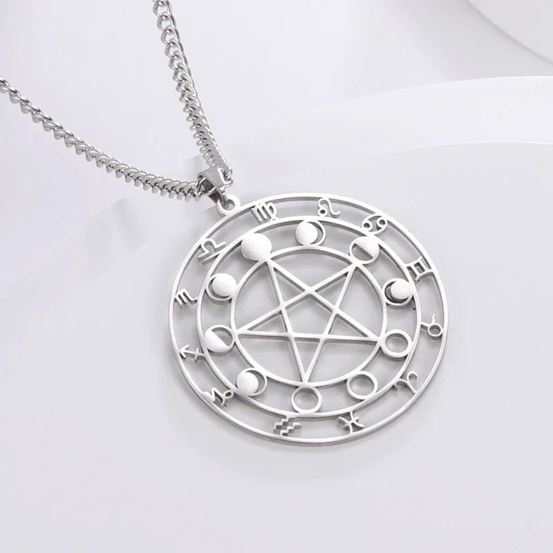 Pentacle Symbols Necklace – B - Silver necklace