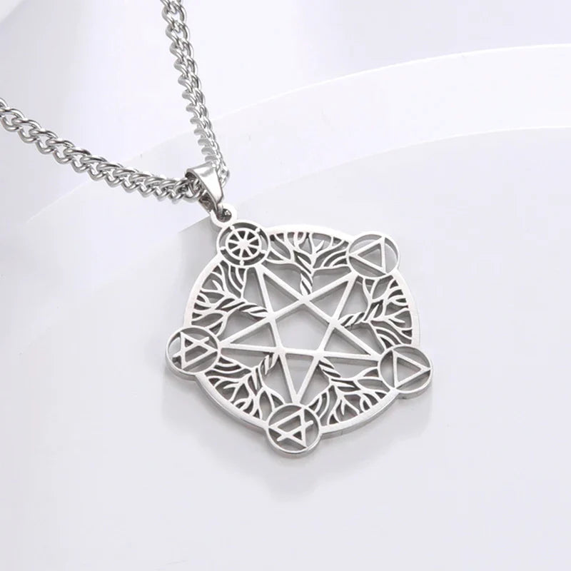 Pentacle Symbols Necklace – A - Silver necklace