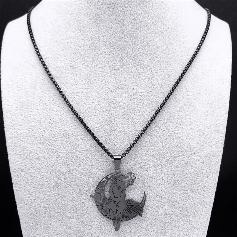 Smoking Witch Broom Moon Necklace – necklace