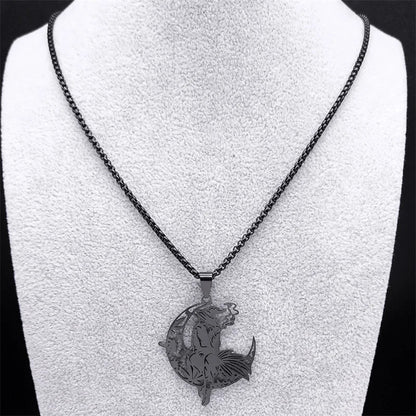 Smoking Witch Broom Moon Necklace – necklace