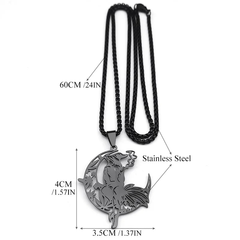 Smoking Witch Broom Moon Necklace – necklace