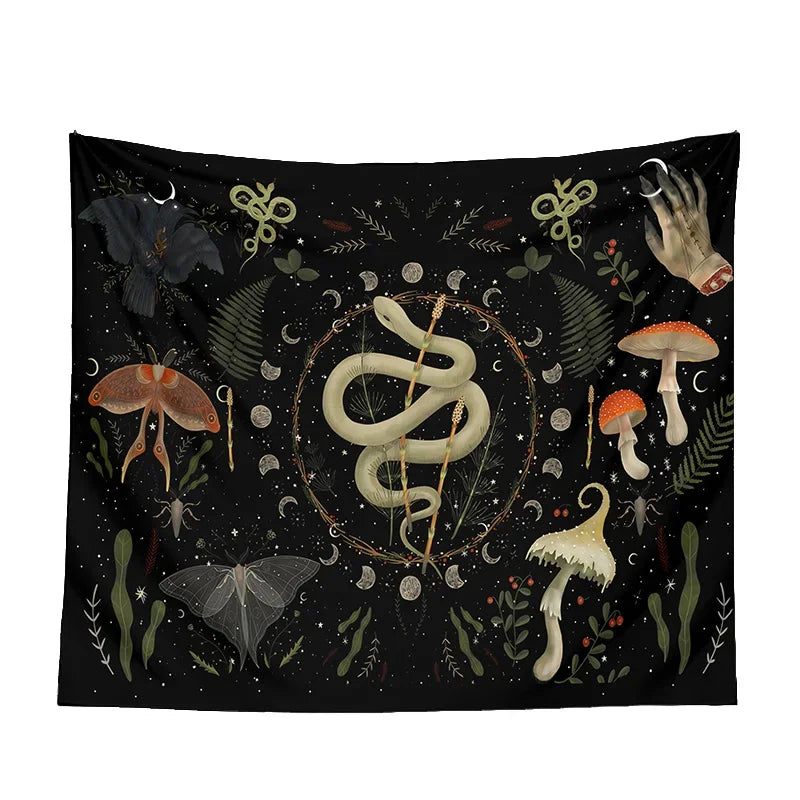 Moon Phase Black Tapestry
