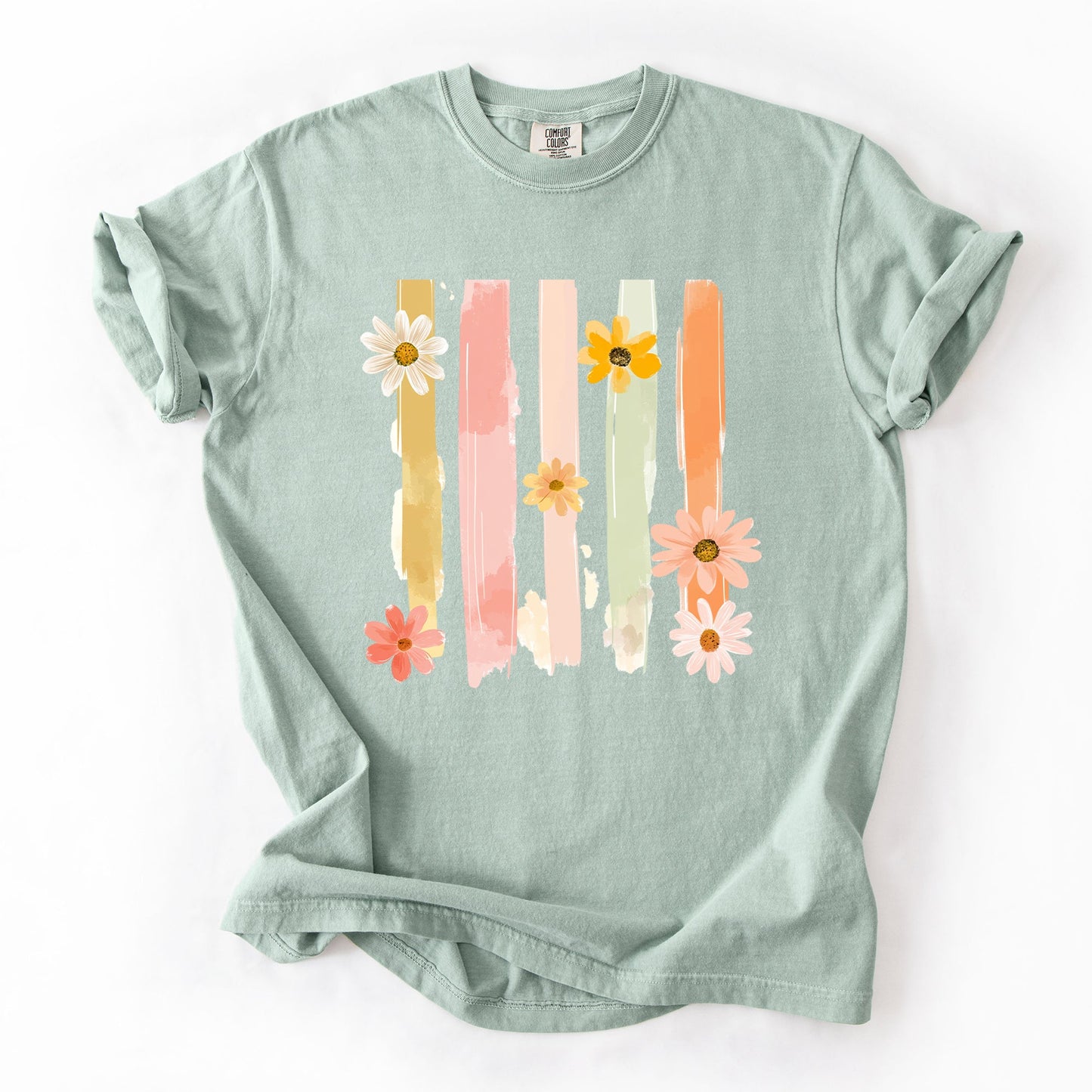 Spring Floral T-Shirt Women | Pastel Comfort Colors Tee | Cute Graphic Shirt – Bay Sage T-Shirt