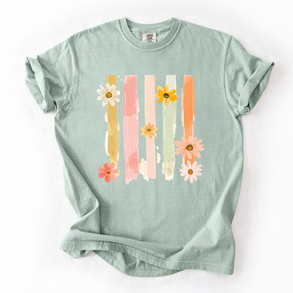 Spring Floral T-Shirt Women | Pastel Comfort Colors Tee | Cute Graphic Shirt – Bay Sage T-Shirt