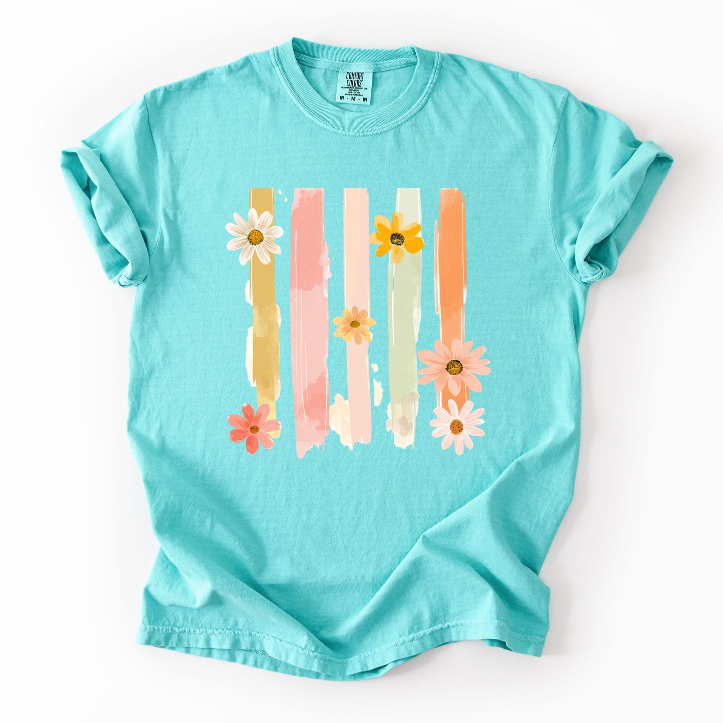 Spring Floral T-Shirt Women | Pastel Comfort Colors Tee | Cute Graphic Shirt – Chalky Mint T-Shirt