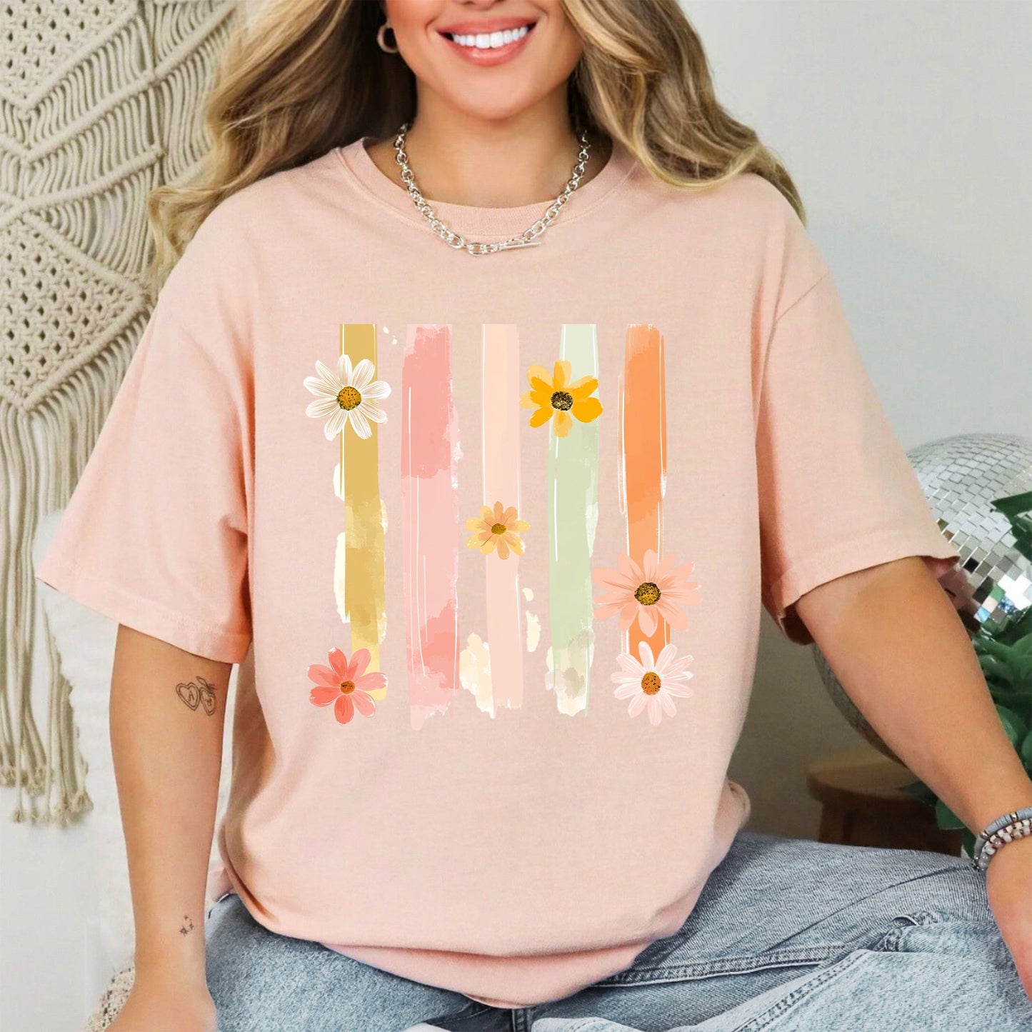 Spring Floral T-Shirt Women | Pastel Comfort Colors Tee | Cute Graphic Shirt – Peachy T-Shirt