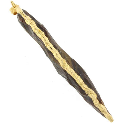 Starborn Large Brown Jasper Hand Carved Arrowhead Pendant with Flash Plate Border (Silver/Gold)