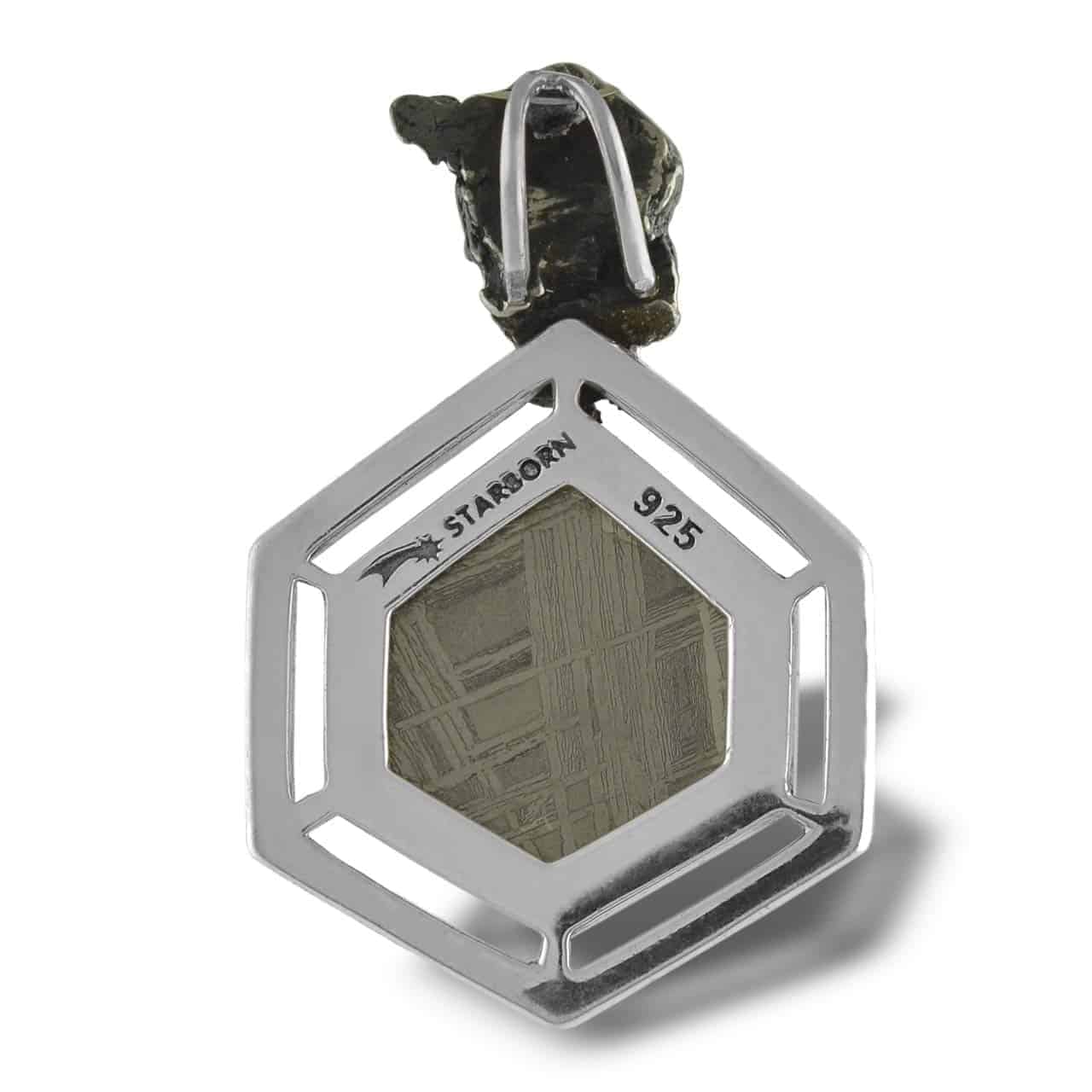 Sterling Silver Muonionalusta Meteorite and Sikhote Alin Meteorite Nugget Pendant
