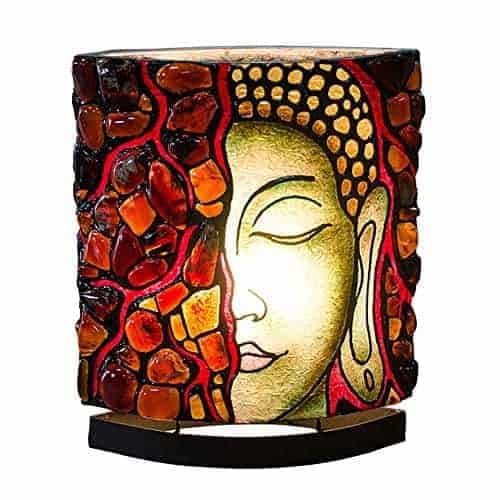 Sumatra Amber Buddha Meditation Face Table Lamp with LED Bulb – RP - Regular Price