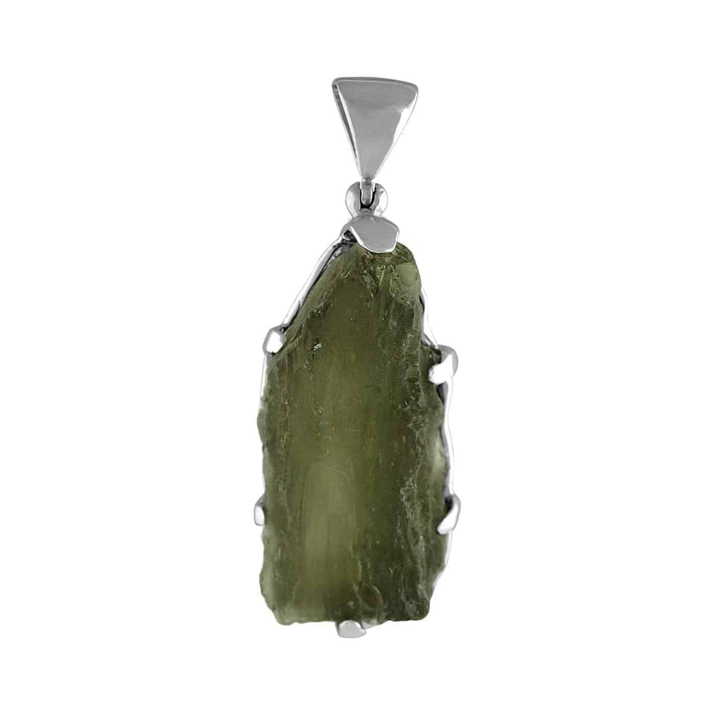 Starborn Natural Elongated 15-19 ct Moldavite Pendant in Sterling Silver