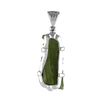 Starborn Natural Elongated 15-19 ct Moldavite Pendant in Sterling Silver