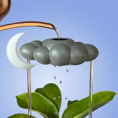 Stormy Dripping Rain Cloud with Glow in the Dark Moon Charm – House Plant Accessory