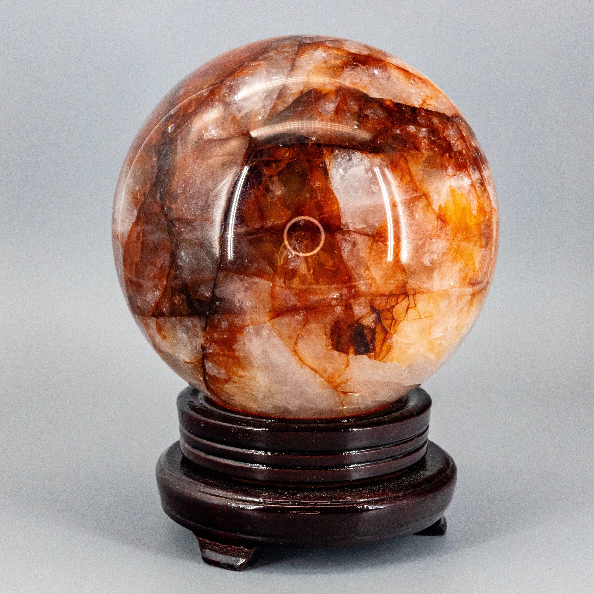 Stunning 15 Pound Hematoid “Fire” Quartz Sphere w/ Stand 158mm – Spheres