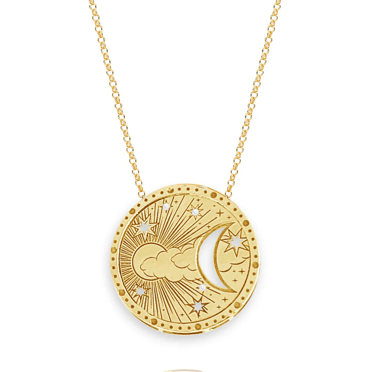 Gold Boho Design Necklaces – Small Sun and Moon necklace