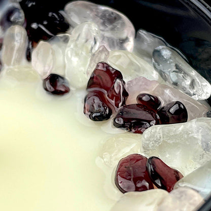 Coastal Dreams Crystal Candle with Garnet, Quartz, & Rose Quartz | Coconut-Soy Wax Candle, 9oz