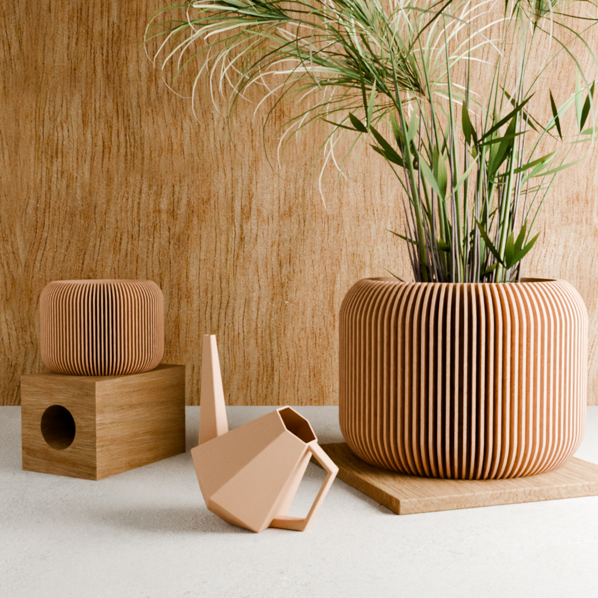 Orbis Planter – Nautral Wood Planter