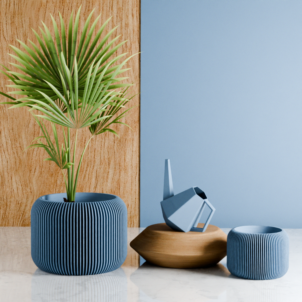 Orbis Planter – Muted Blue Planter