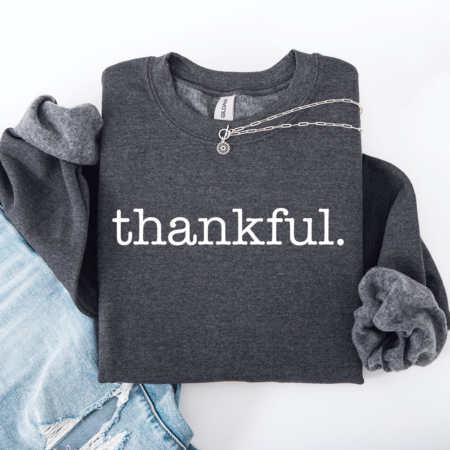 Thankful, Minimalist, Thanksgiving, Autumn, Fall Sweatshirt